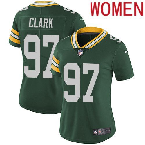 Women Green Bay Packers #97 Kenny Clark Green Nike Vapor Limited NFL Jersey->women nfl jersey->Women Jersey
